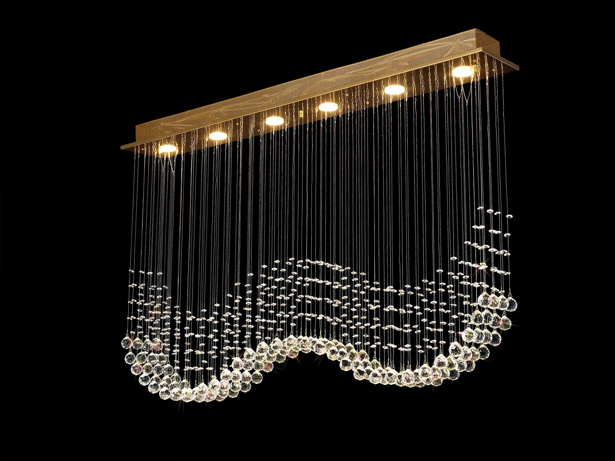 Colorado 4Lt/6Lt Linear Pendant - Polished Chrome/French Gold