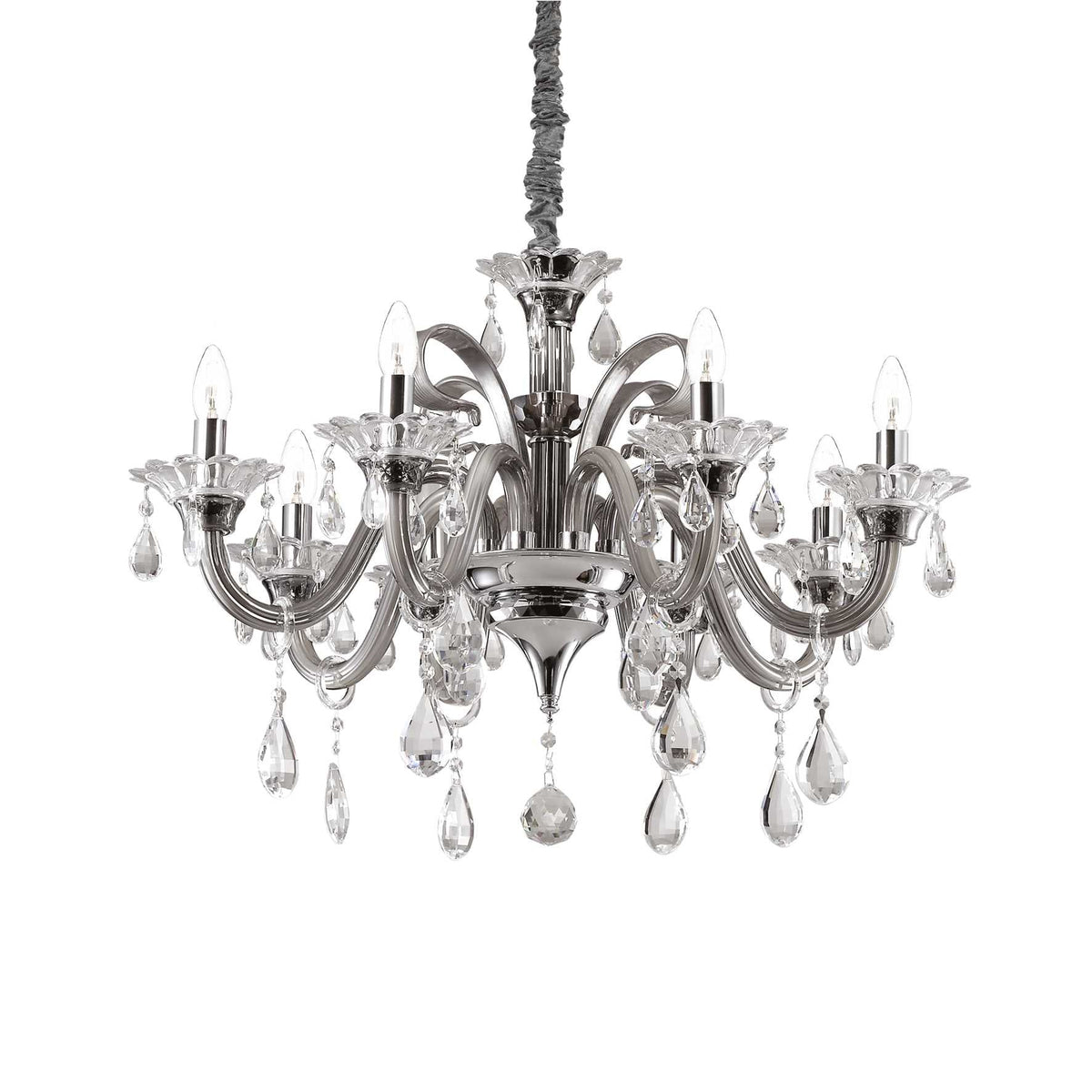 Colossal crystal centre light 6/8/15Lt - Ivory/Grey/Transparent Finish - Cusack Lighting