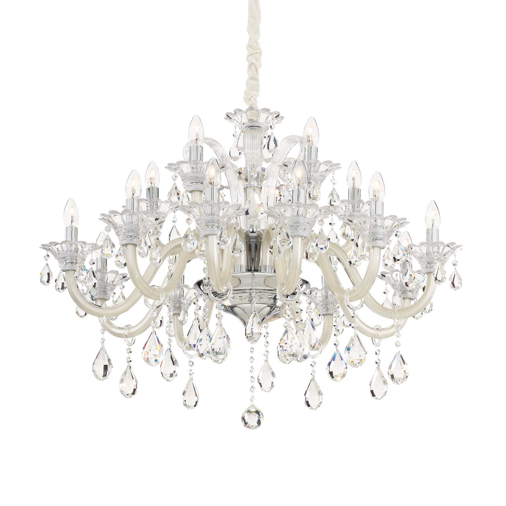 Colossal crystal centre light 6/8/15Lt - Ivory/Grey/Transparent Finish - Cusack Lighting