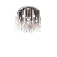 Compo Flush Ceiling Light 6/10Lt - White/Smoky Grey Finish - Cusack Lighting