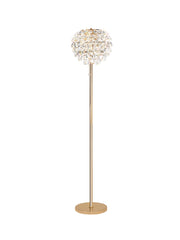 Consten Floor Lamp, 3 Light E14, French Gold/Crystal, Polished Chrome/Crystal