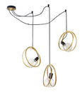 Corfu Double Ring Cluster Ceiling Light, 3/5 Light E27, Matt Black  &  Painted Gold, G95 & 120 Lamp Recommended