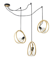Corfu Double Ring Cluster Ceiling Light, 3/5 Light E27, Matt Black  &  Painted Gold, G95 & 120 Lamp Recommended