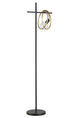 Corfu Double Ring Floor Lamp, 1 Light E27, Matt Black  &  Painted Gold, G95 & 120 Lamp Recommended