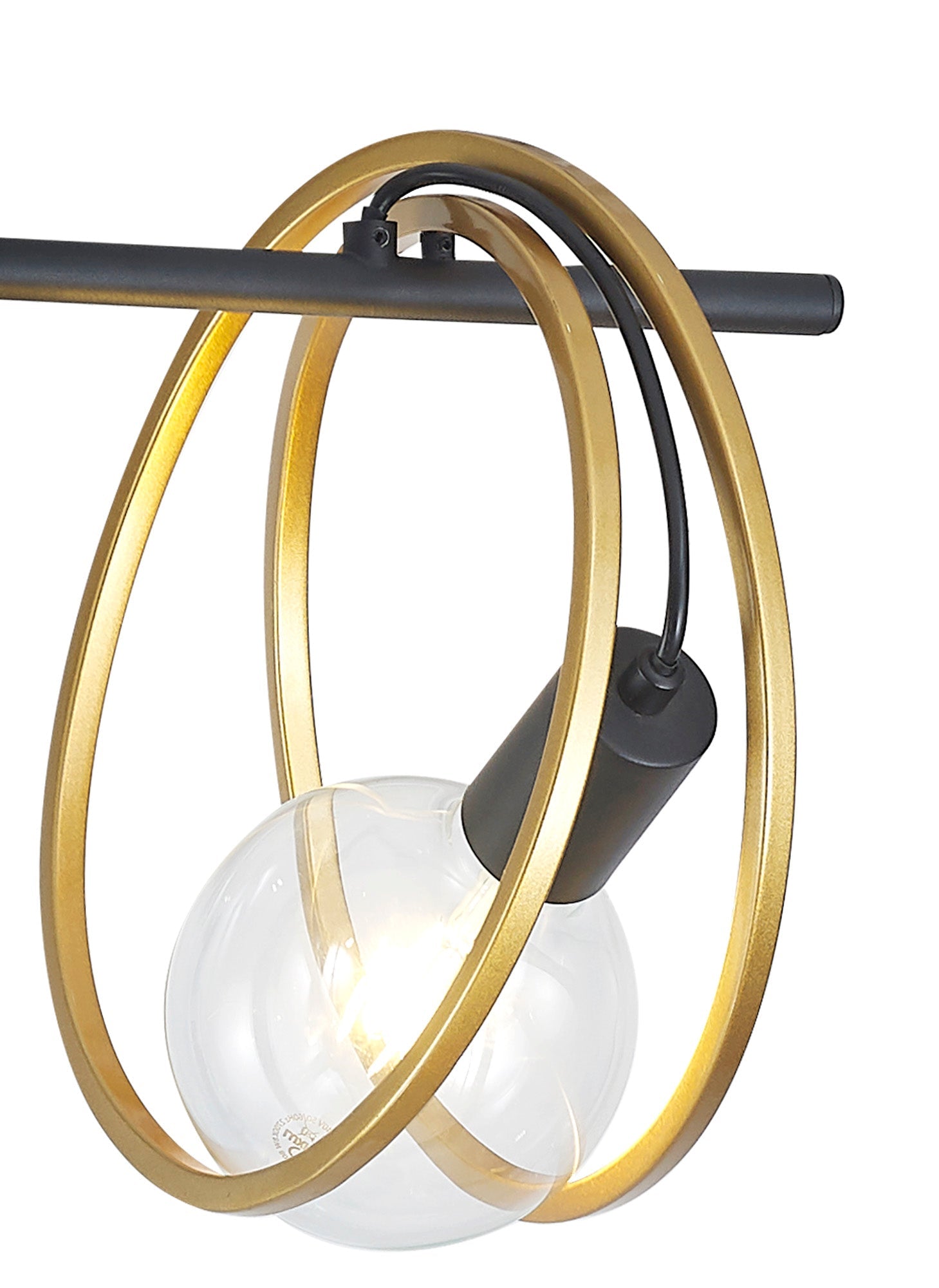 Corfu Double Ring Floor Lamp, 1 Light E27, Matt Black  &  Painted Gold, G95 & 120 Lamp Recommended