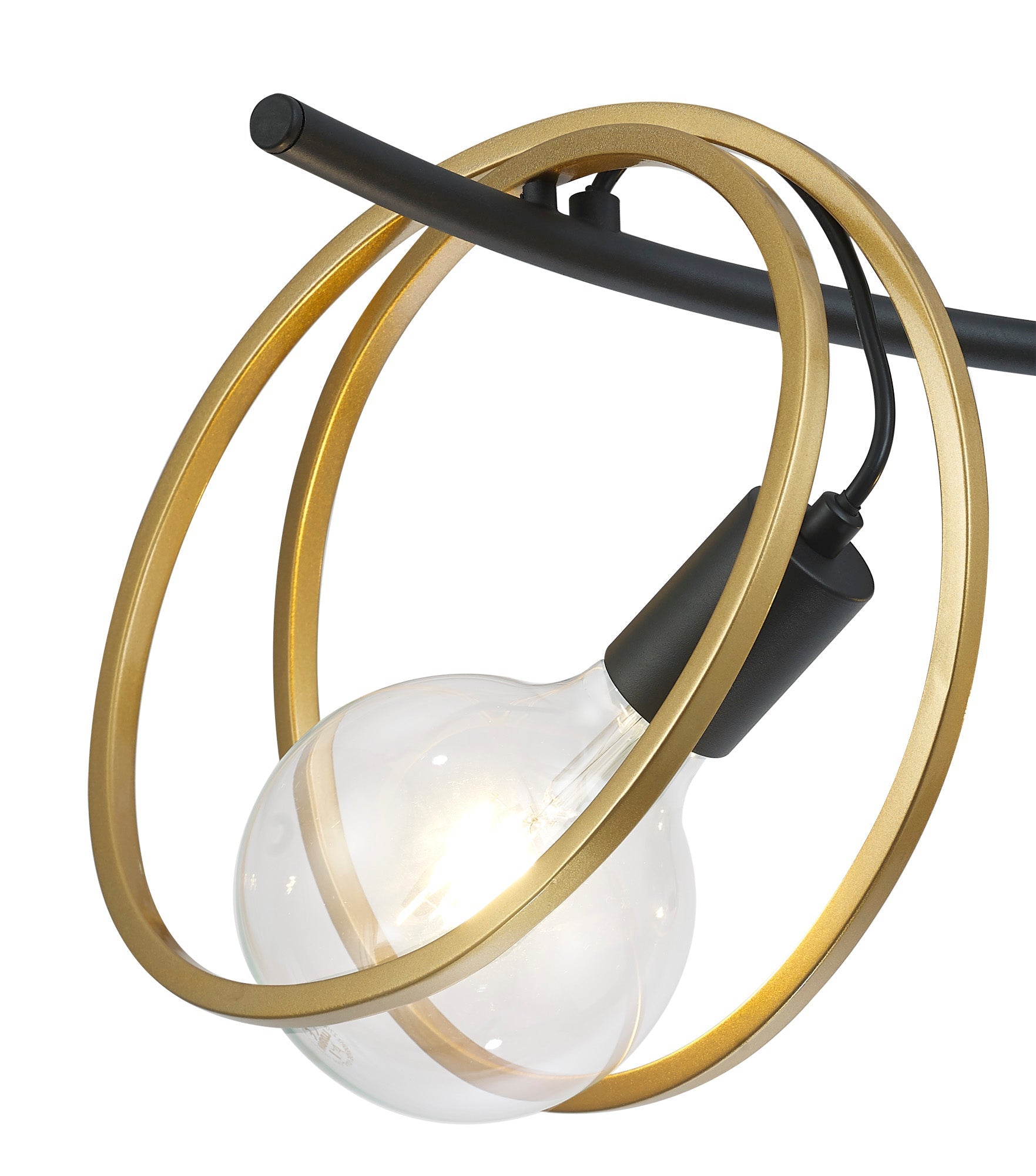 Corfu Double Ring Indoor Semi Flush Ceiling Light, 1/2/3/4Lt E27, Matt Black  &  Painted Gold, G95 & 120 Lamp Recommended