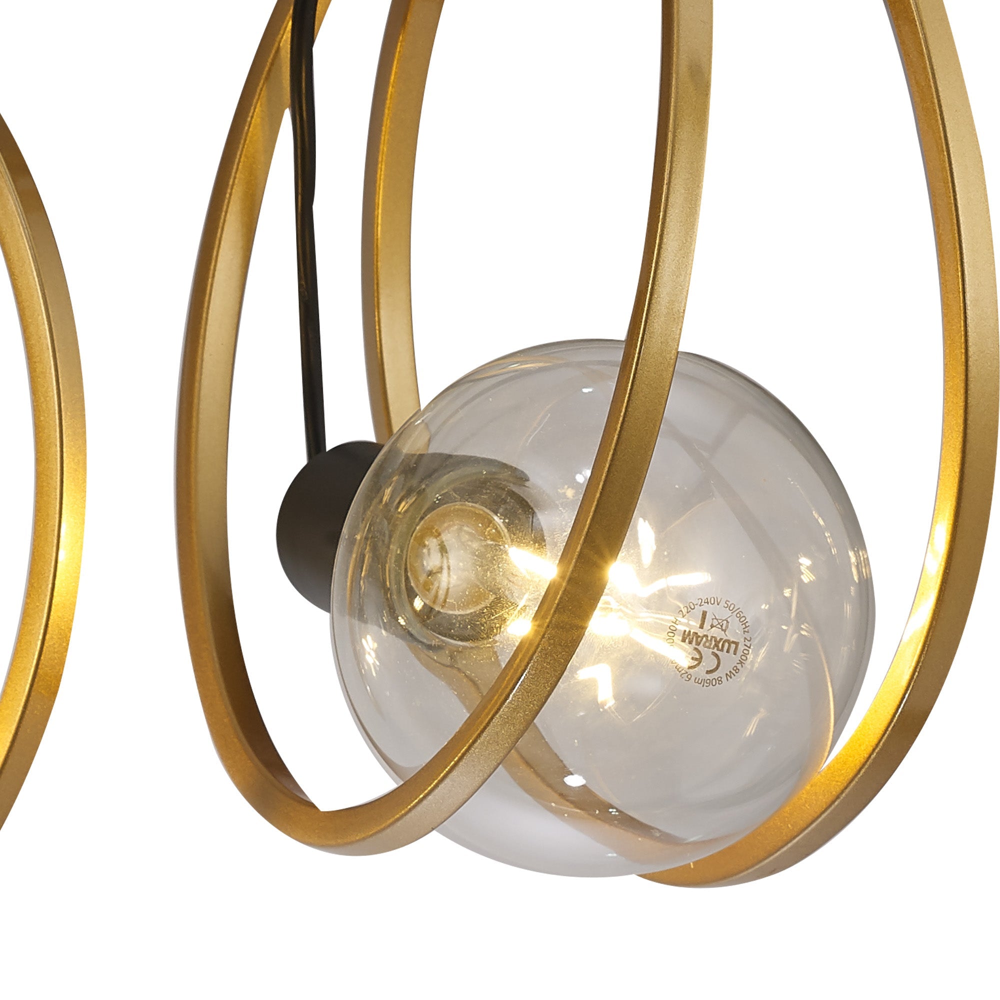 Corfu Double Ring Indoor Semi Flush Ceiling Light, 1/2/3/4Lt E27, Matt Black  &  Painted Gold, G95 & 120 Lamp Recommended