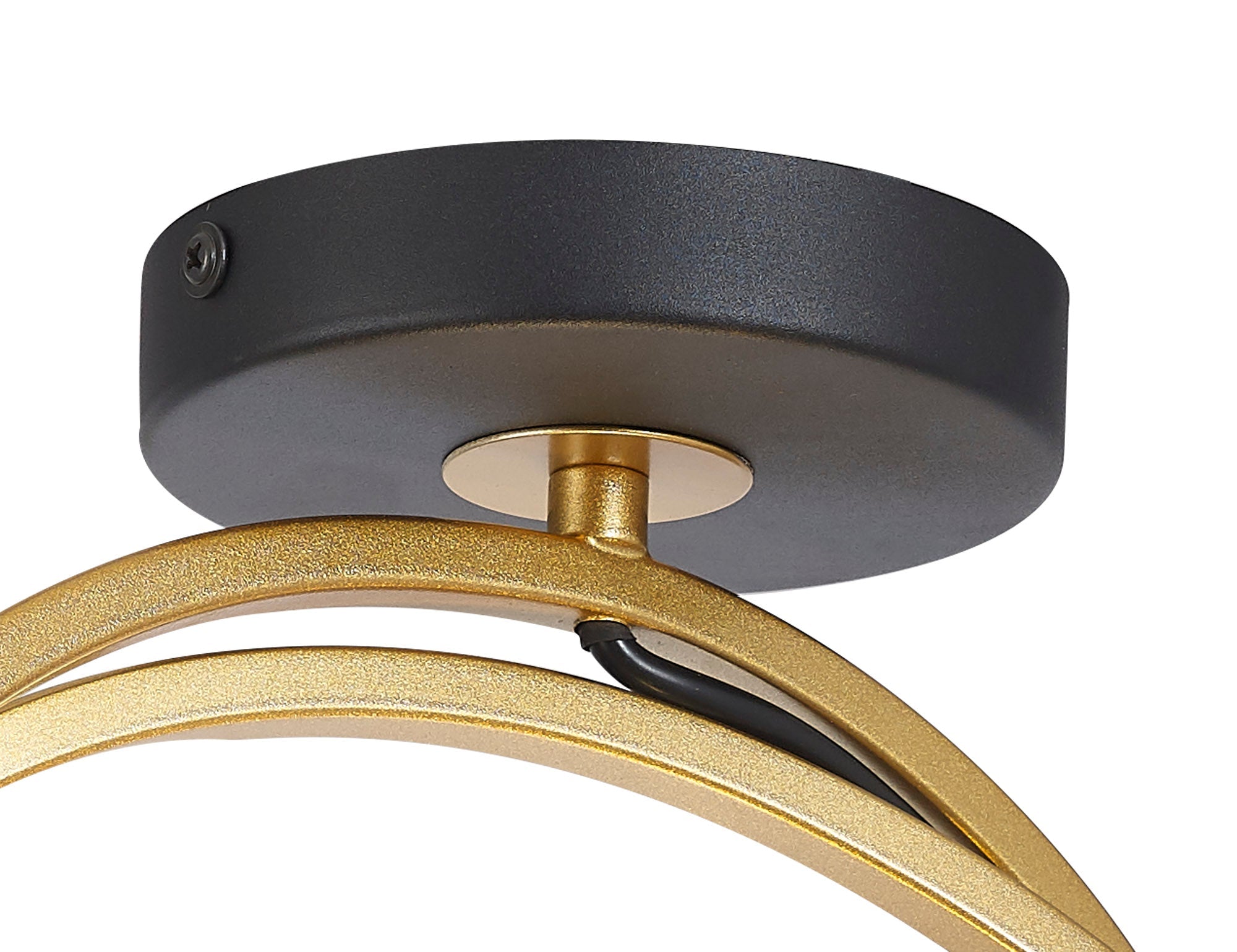 Corfu Double Ring Indoor Semi Flush Ceiling Light, 1/2/3/4Lt E27, Matt Black  &  Painted Gold, G95 & 120 Lamp Recommended