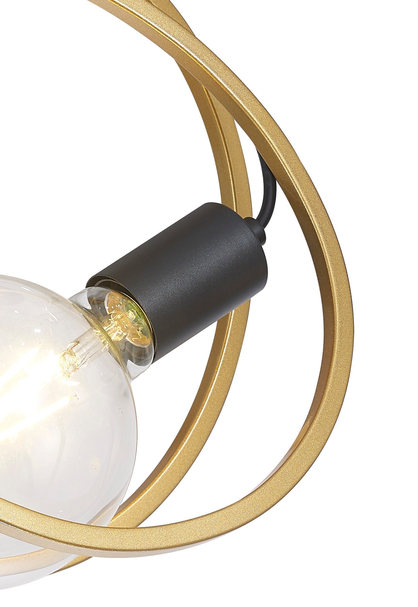 Corfu Double Ring Indoor Semi Flush Ceiling Light, 1/2/3/4Lt E27, Matt Black  &  Painted Gold, G95 & 120 Lamp Recommended