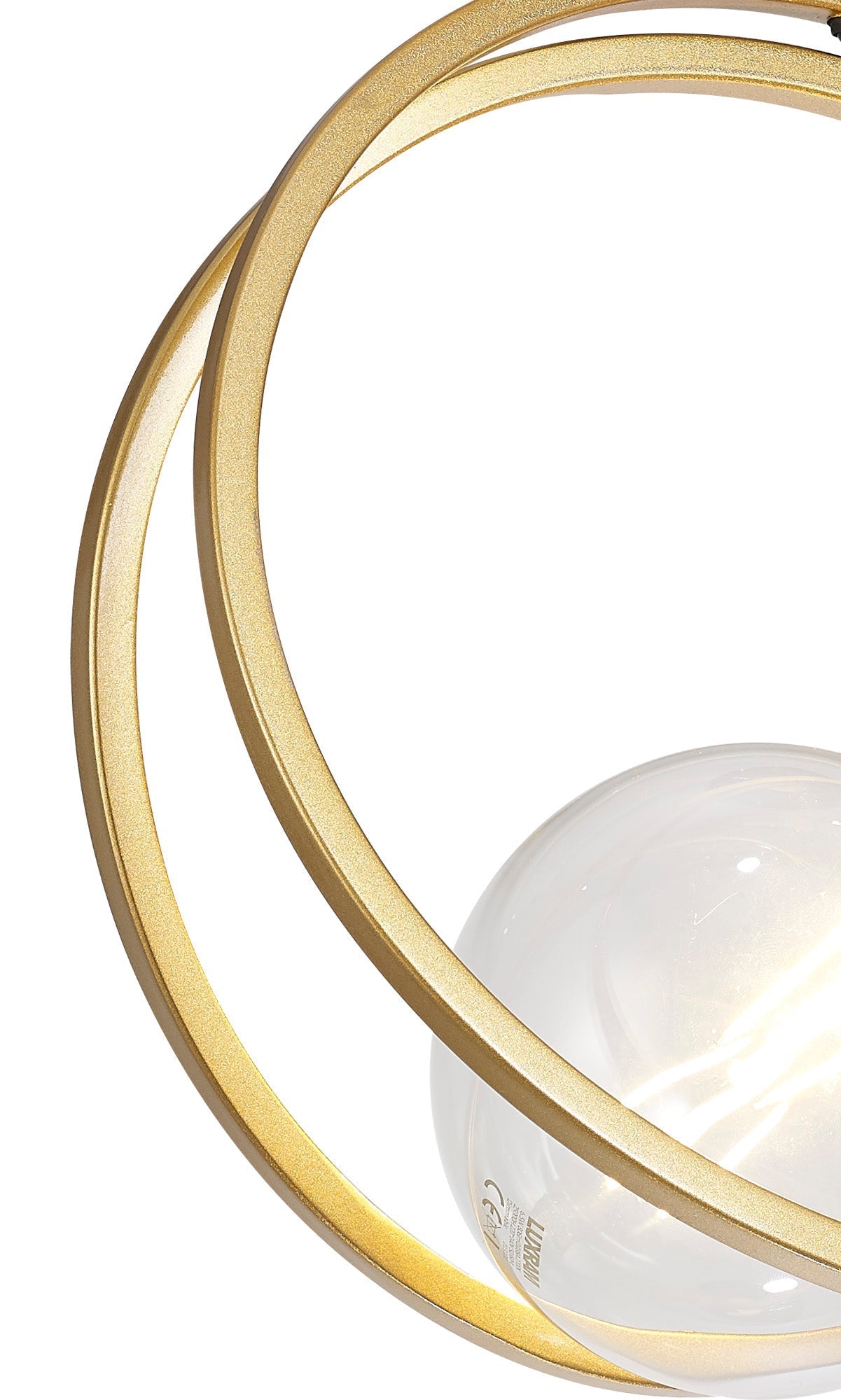 Corfu Double Ring Indoor Semi Flush Ceiling Light, 1/2/3/4Lt E27, Matt Black  &  Painted Gold, G95 & 120 Lamp Recommended