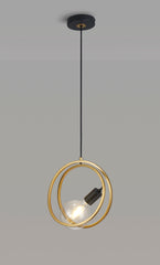 Corfu Double Ring Pendant Light, 1 Light E27, Matt Black  &  Painted Gold, G95 & 120 Lamp Recommended