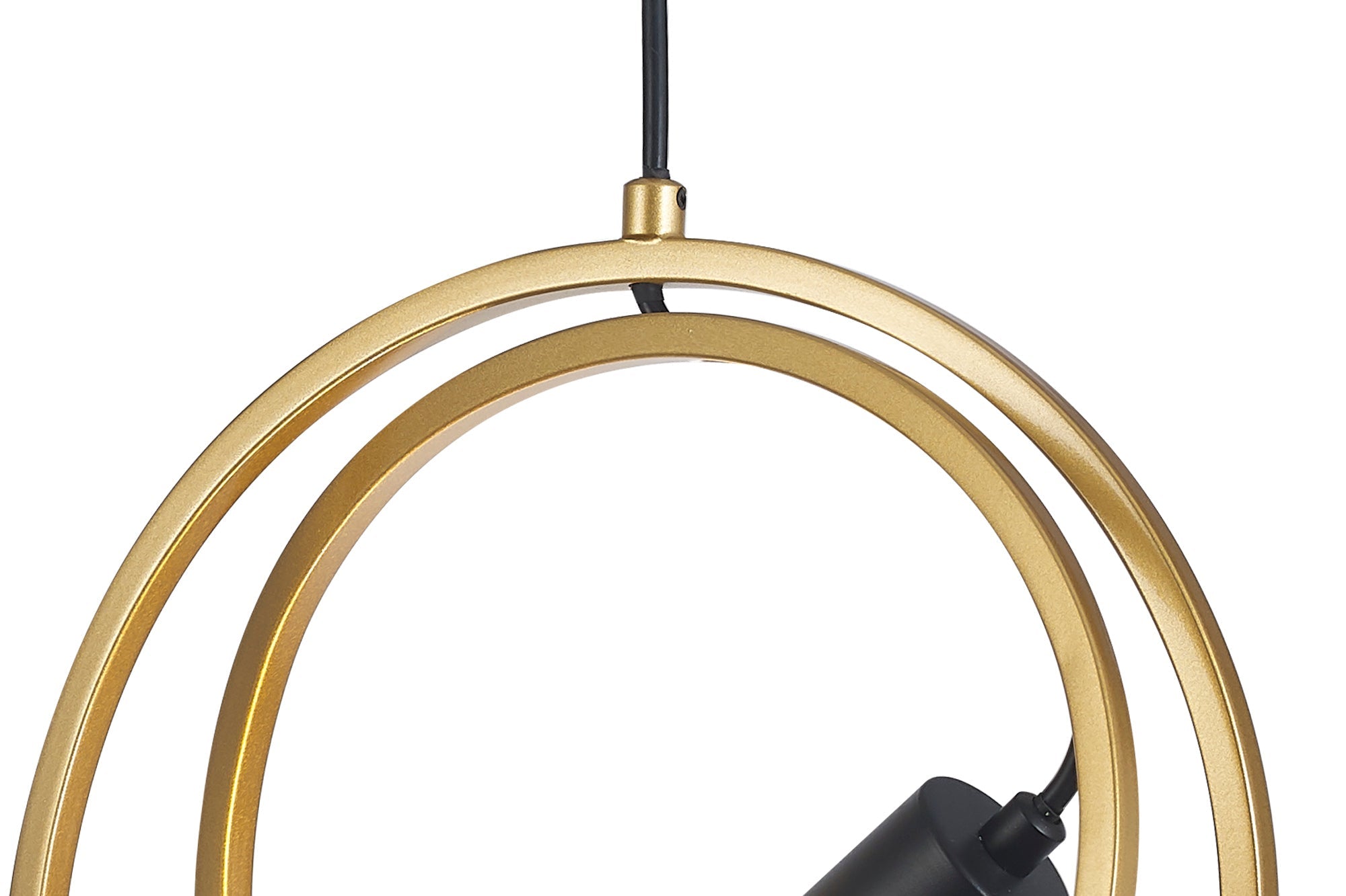 Corfu Double Ring Pendant Light, 1 Light E27, Matt Black  &  Painted Gold, G95 & 120 Lamp Recommended