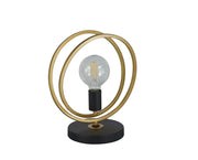 Corfu Double Ring Table Lamp, 1 Light E27, Matt Black  &  Painted Gold, G95 & 120 Lamp Recommended