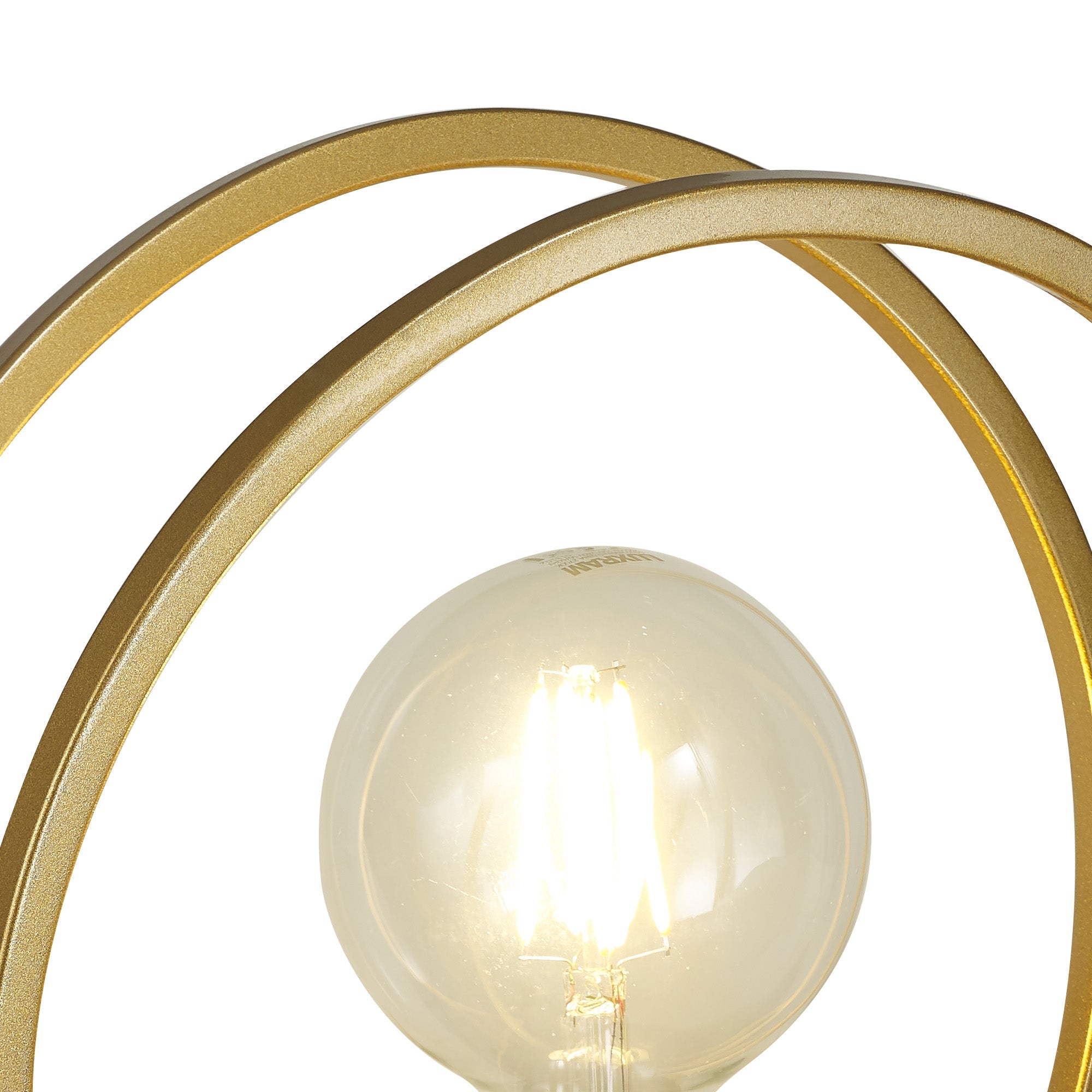 Corfu Double Ring Table Lamp, 1 Light E27, Matt Black  &  Painted Gold, G95 & 120 Lamp Recommended