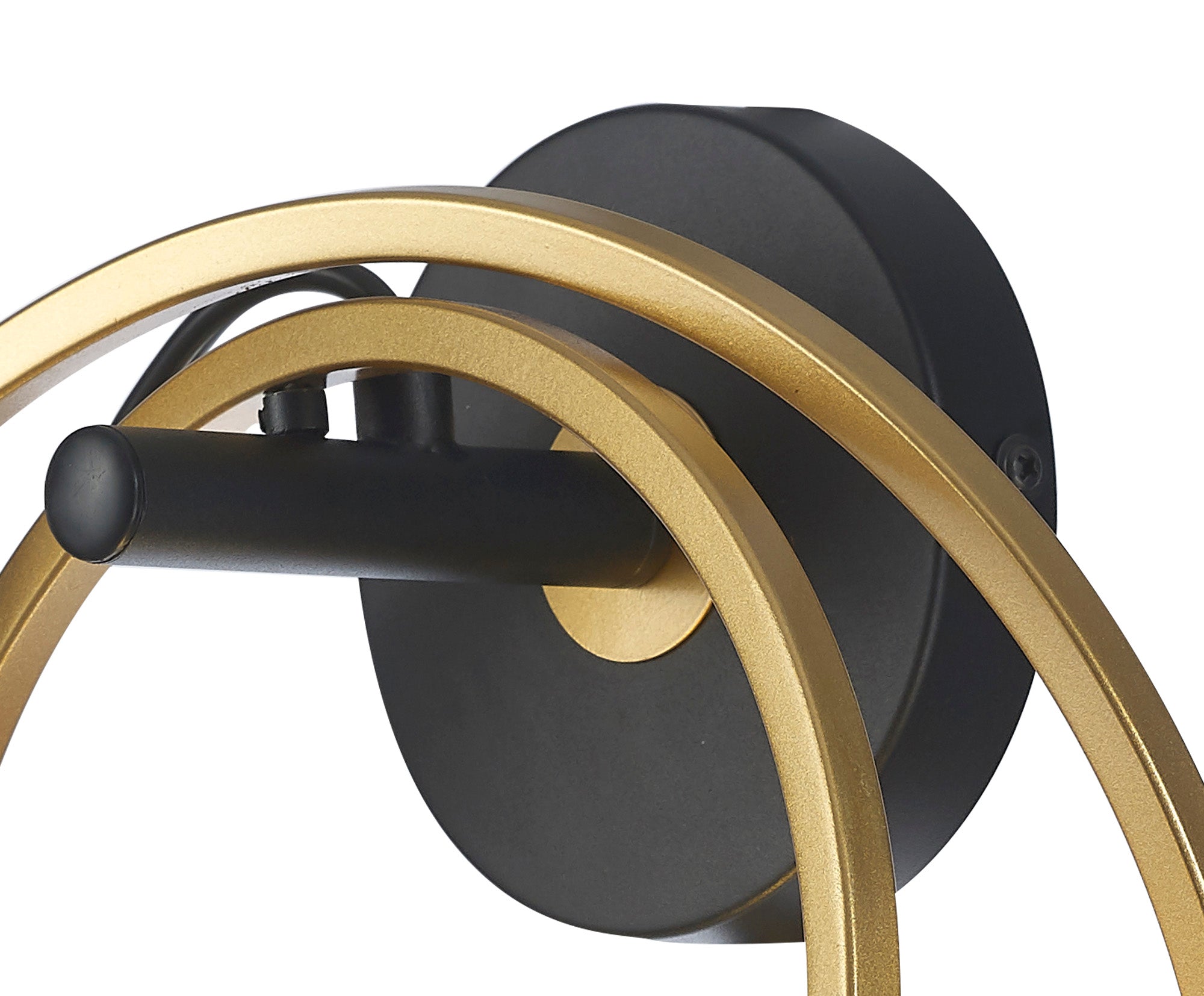 Corfu Double Ring Wall Lamp, 1 Light E27, Matt Black  &  Painted Gold, G95 & 120 Lamp Recommended