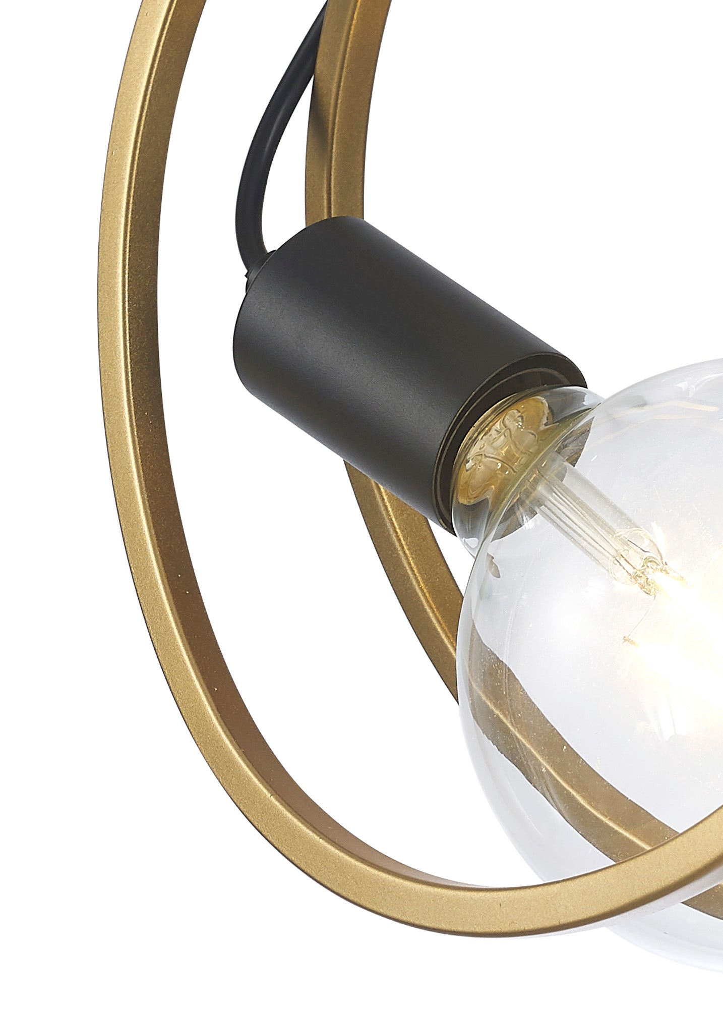 Corfu Double Ring Wall Lamp, 1 Light E27, Matt Black  &  Painted Gold, G95 & 120 Lamp Recommended