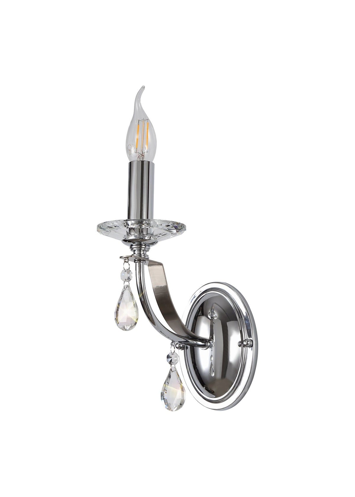 Syne Wall Lamp 1/2 Light E14, Polished Chrome/Satin Nickel/Clear Crystal