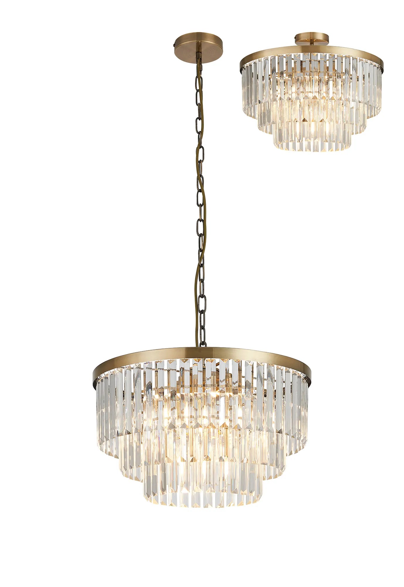 Cosette 4/5Lt Pendant/Semi Flush Ceiling Light E14- Antique Brass/Polished Nickel