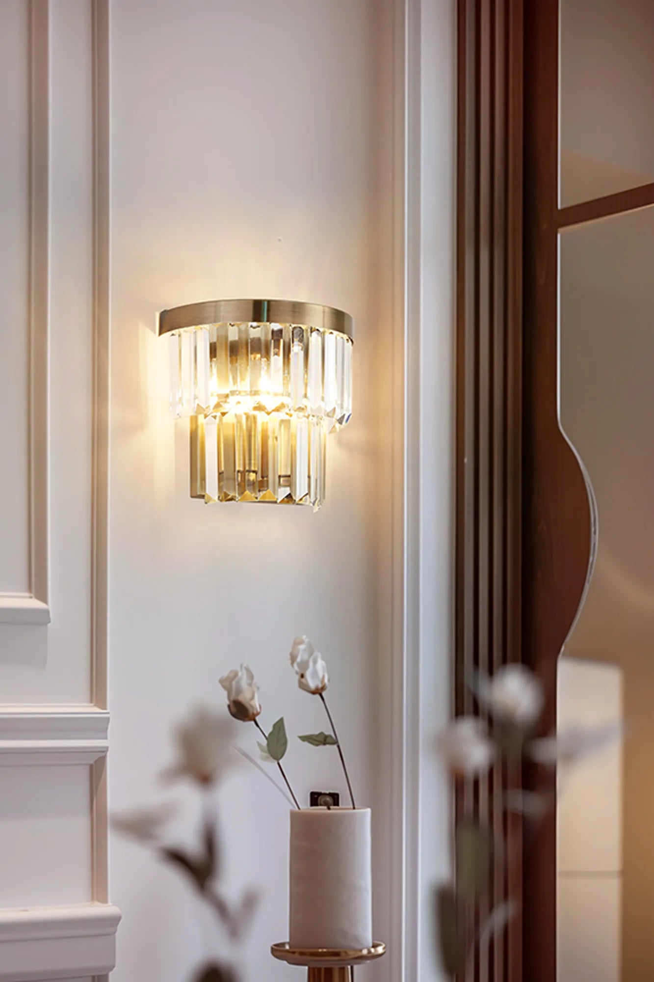 Cosette Wall Lamp, 2 Light E14- Antique Brass/Polished Nickel