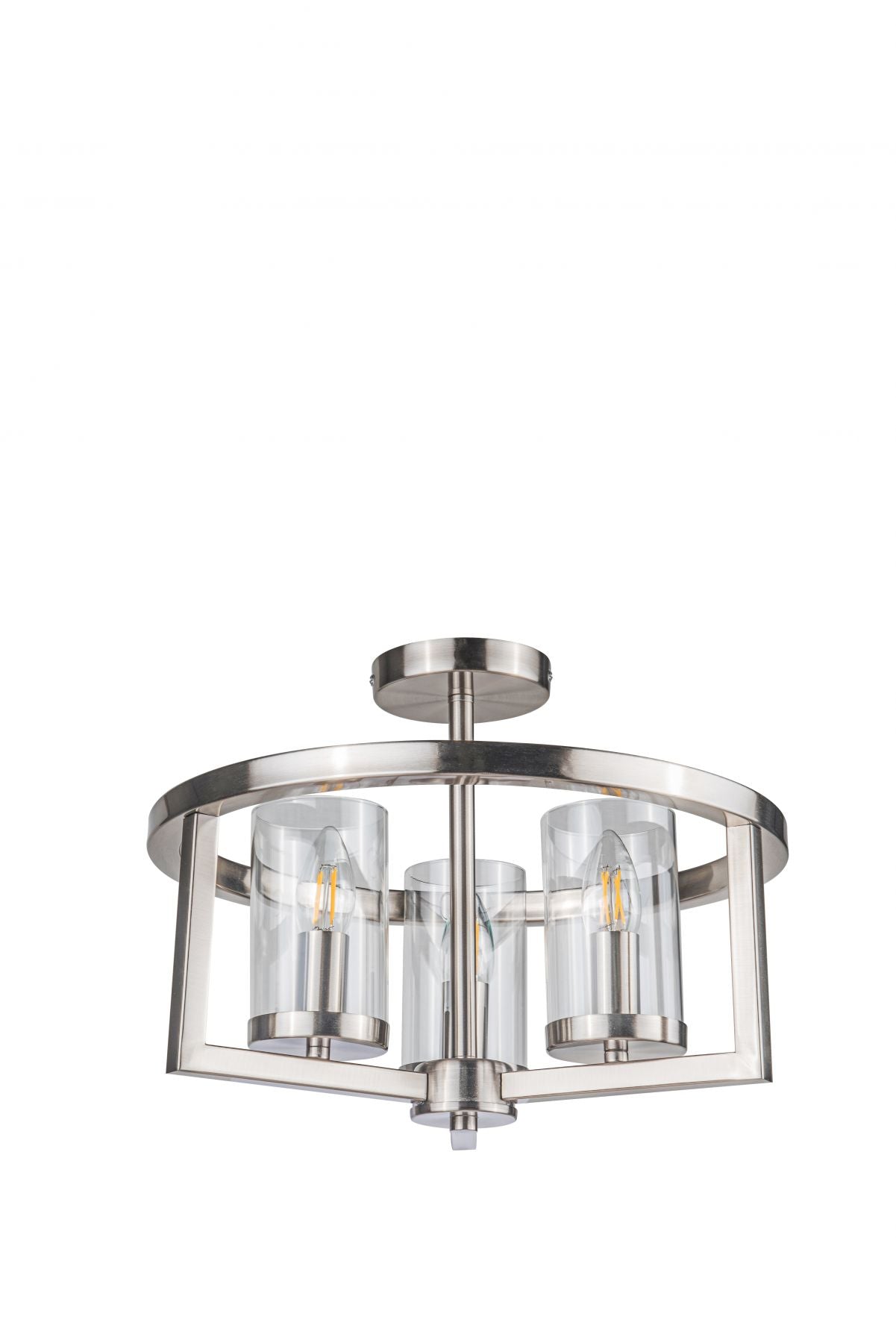 Costello 3 Light Semi Flush - Antique Brass / Satin Chrome