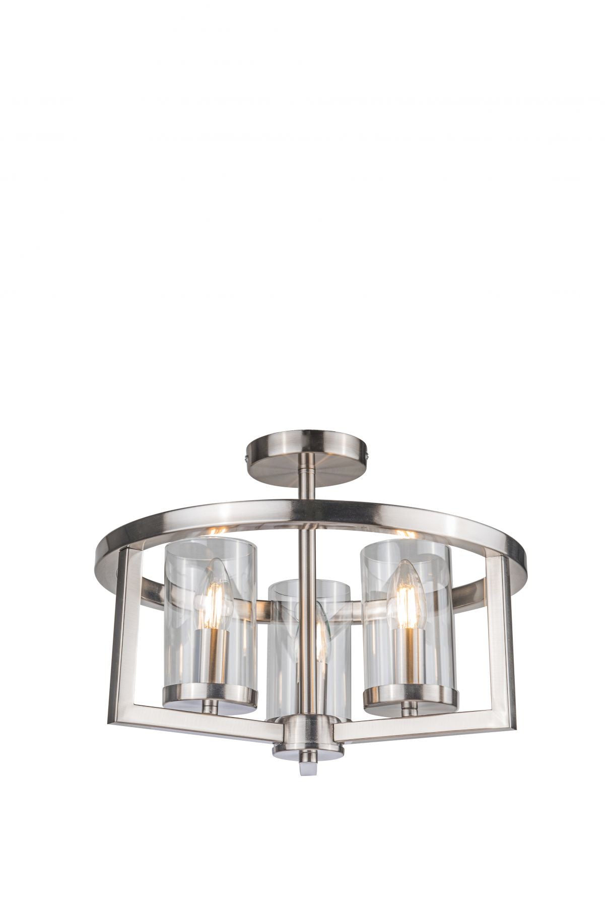 Costello 3 Light Semi Flush - Antique Brass / Satin Chrome