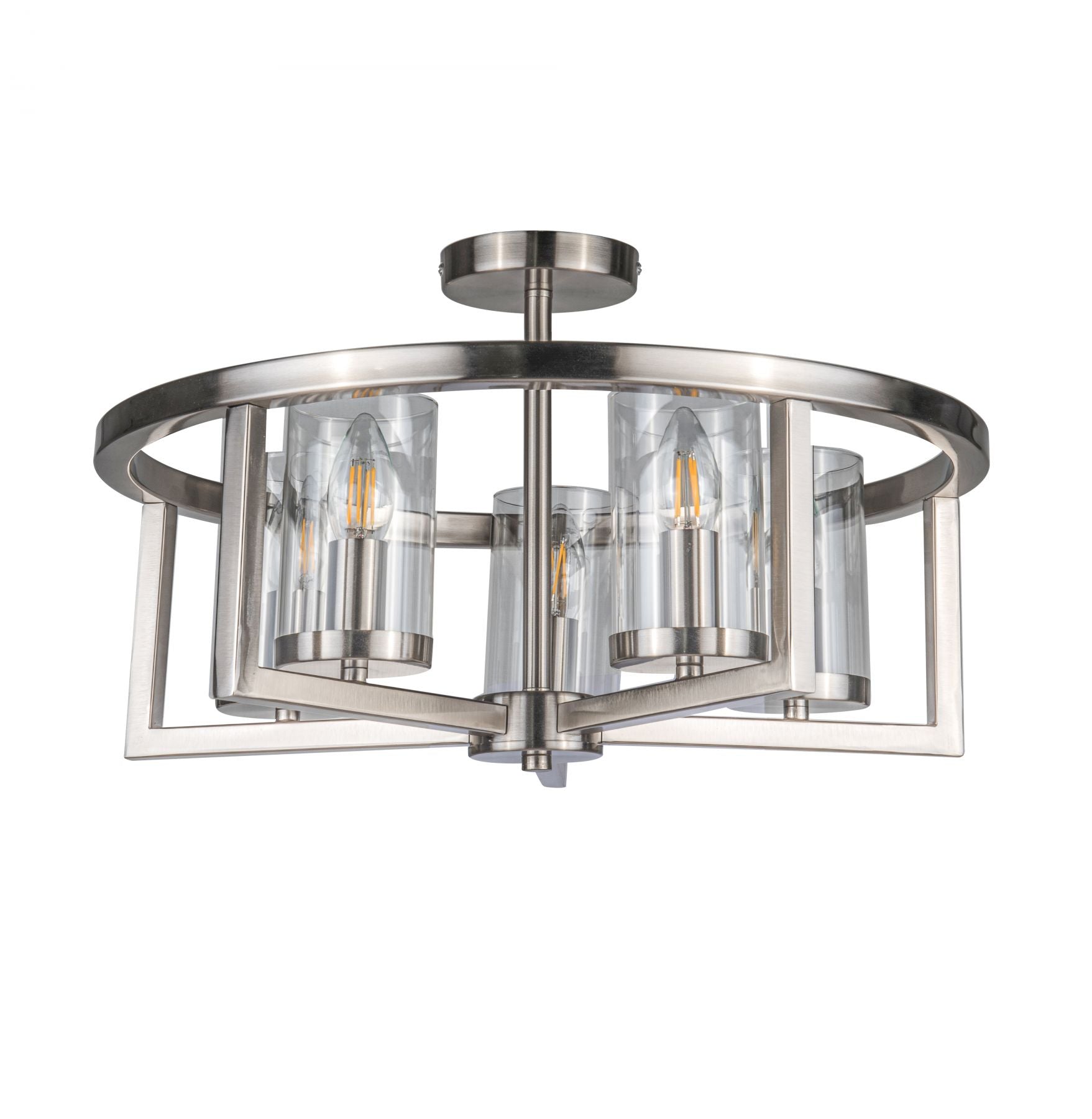 Costello 5 Light Semi Flush - Antique Brass / Satin Chrome