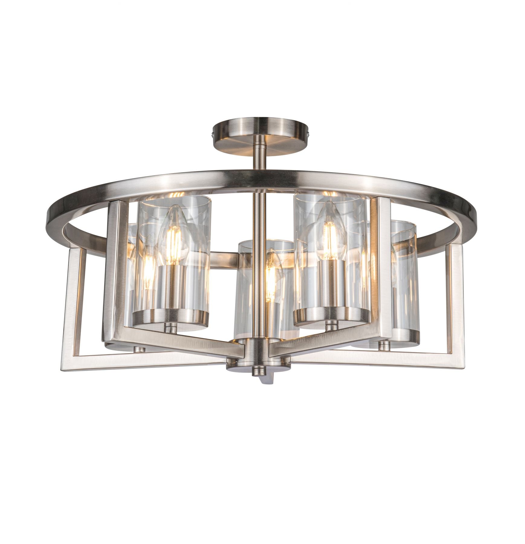 Costello 5 Light Semi Flush - Antique Brass / Satin Chrome
