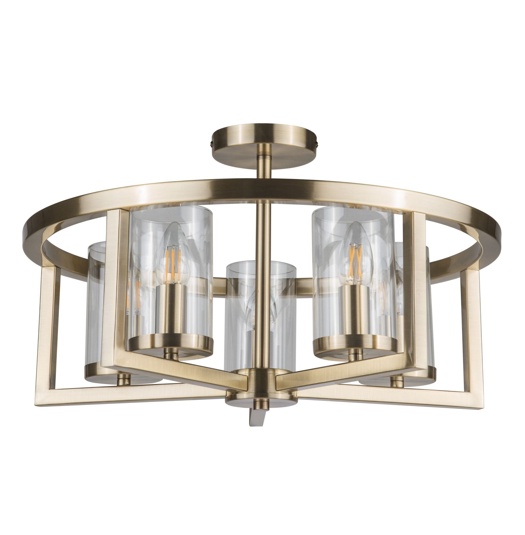 Costello 5 Light Semi Flush - Antique Brass / Satin Chrome