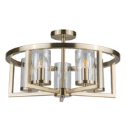 Costello 5 Light Semi Flush - Antique Brass / Satin Chrome