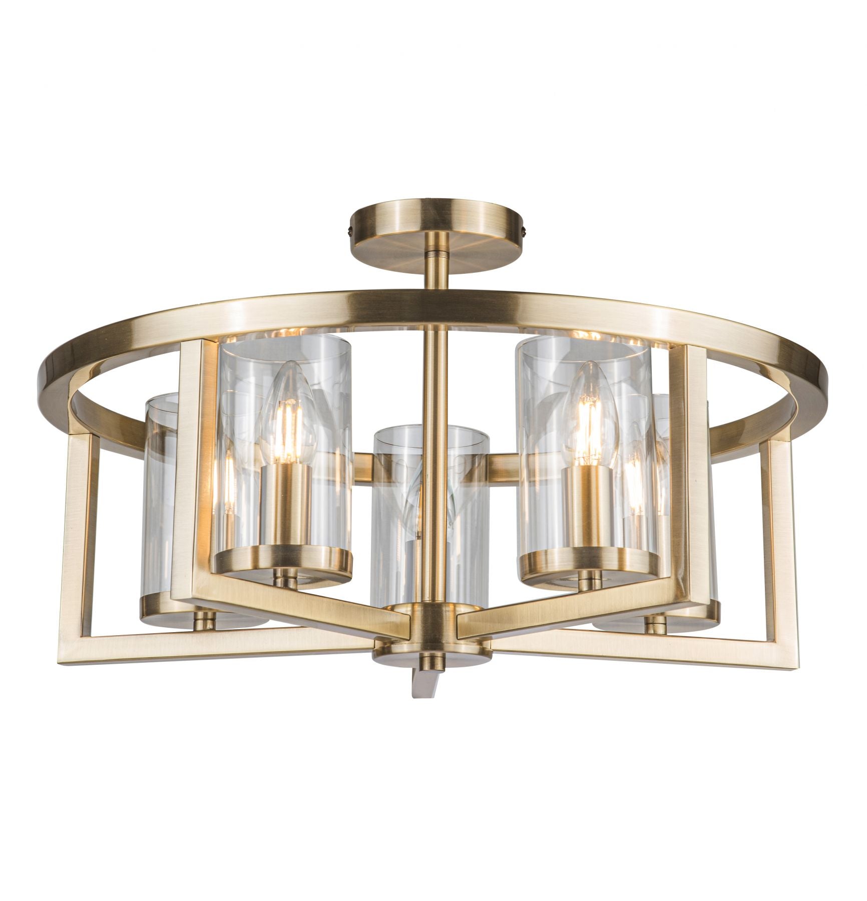 Costello 5 Light Semi Flush - Antique Brass / Satin Chrome