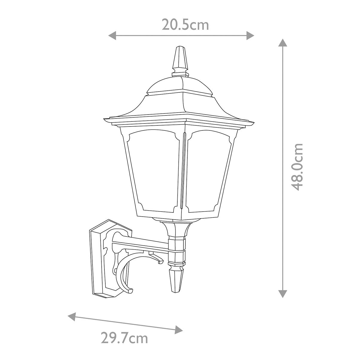 Chapel 1 Light Up/Down Outdoor Lantern - Black E27 IP44