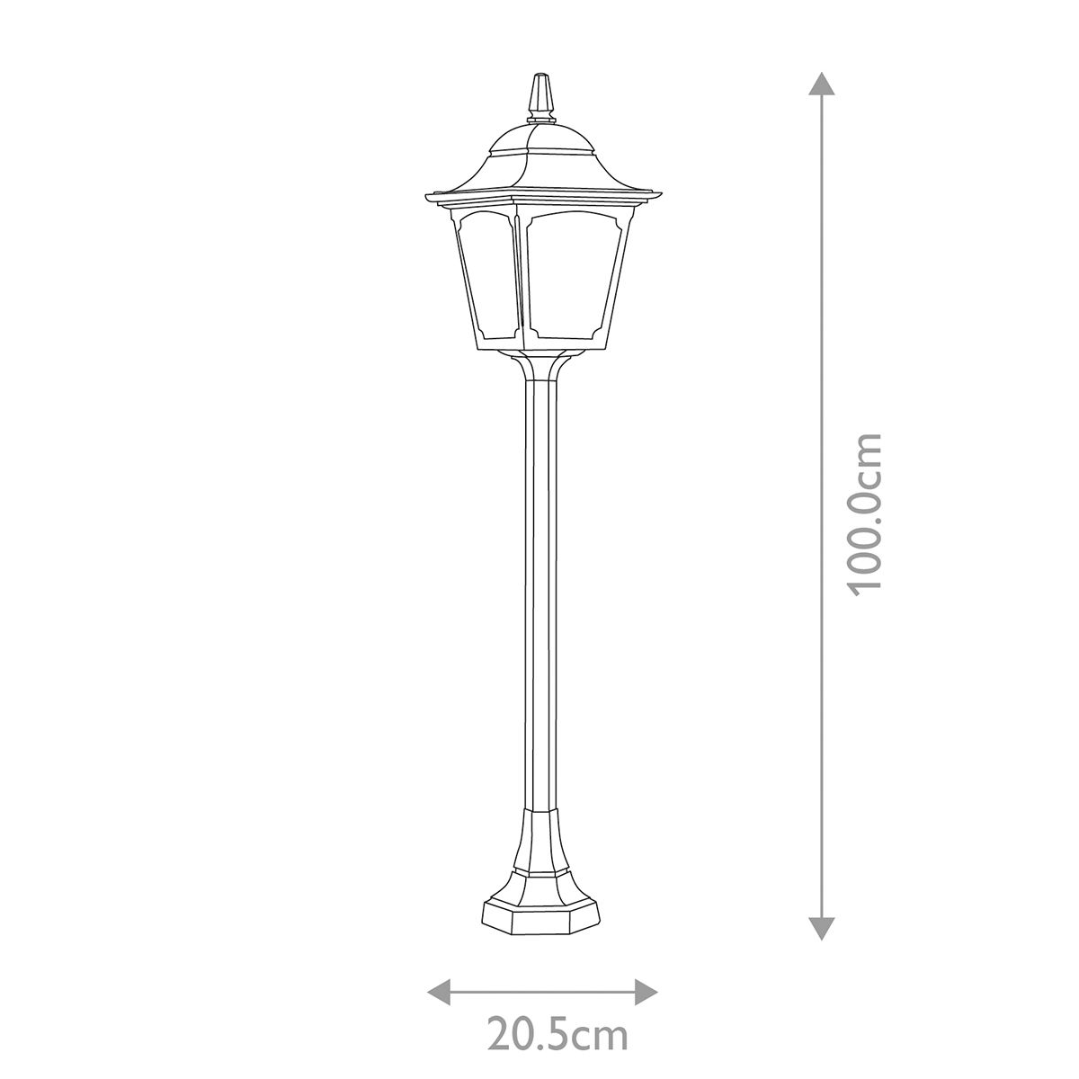 Chapel 1 Light Medium/Large Pillar Lantern - Black IP44 E27