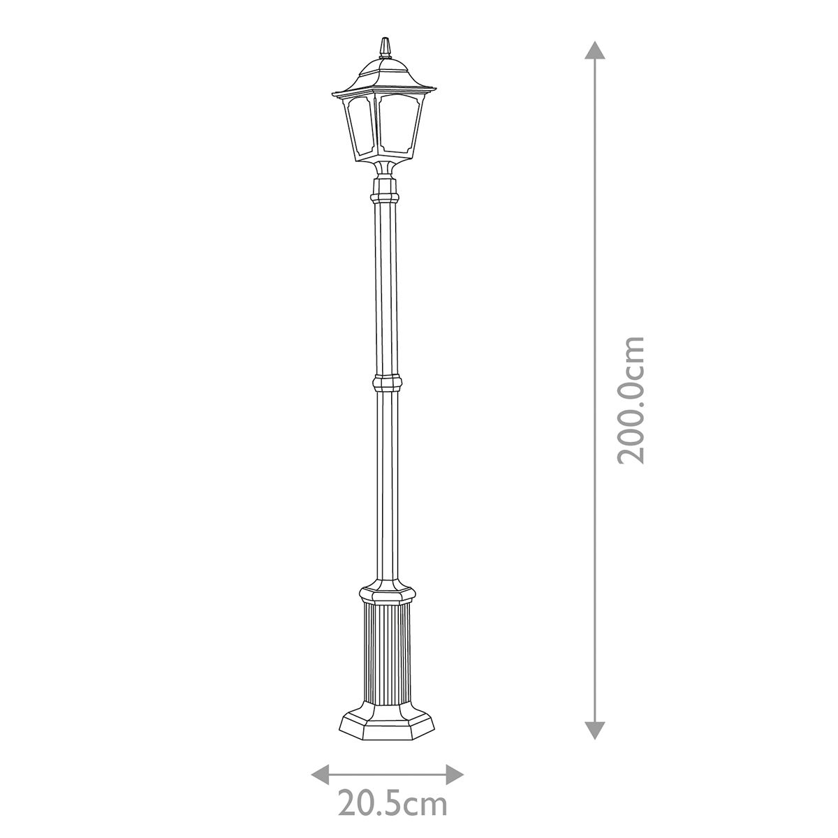 Chapel 1/2Lt Lamp Post - Black IP44  E27