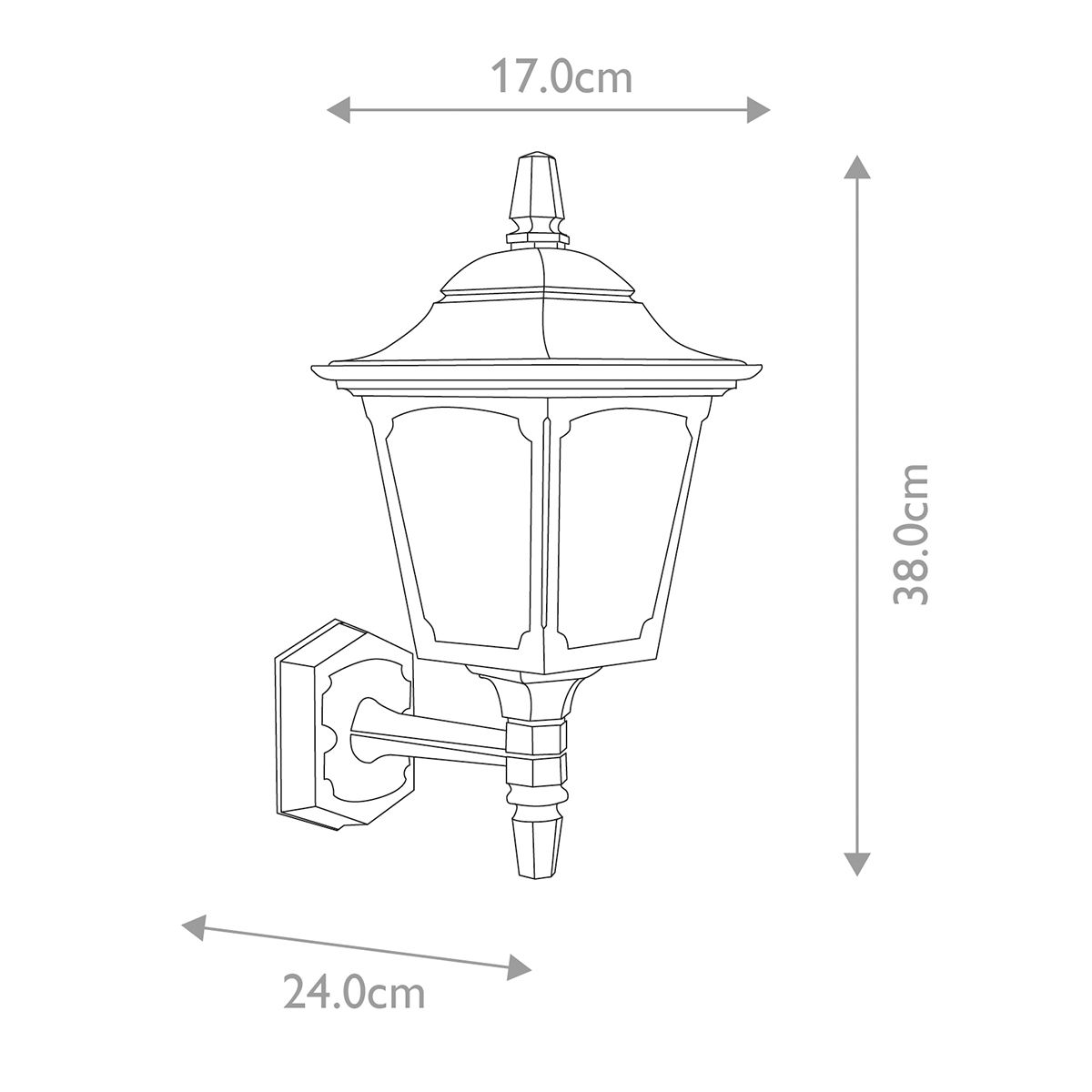 Chapel 1 Light Up/Down Outdoor Lantern - Black E27 IP44