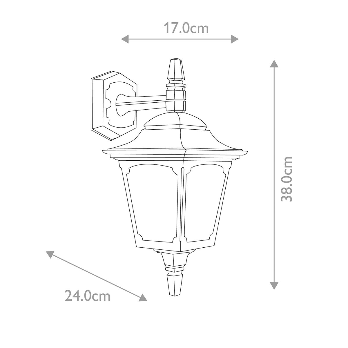 Chapel 1 Light Up/Down Outdoor Lantern - Black E27 IP44