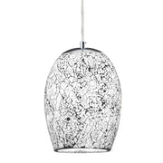 Crackle Pendant - Satin Silver & Crackled White Glass