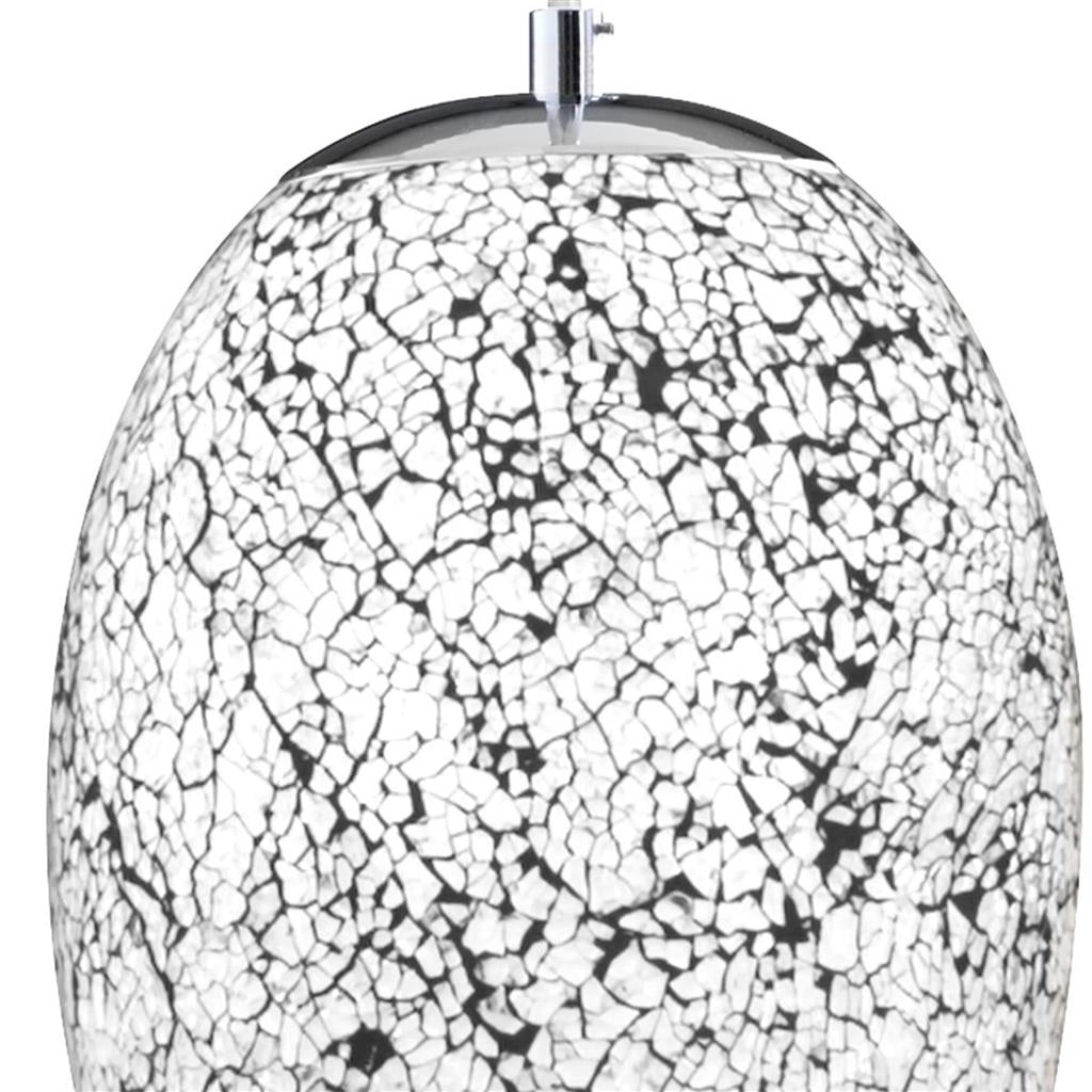 Crackle Pendant - Satin Silver & Crackled White Glass