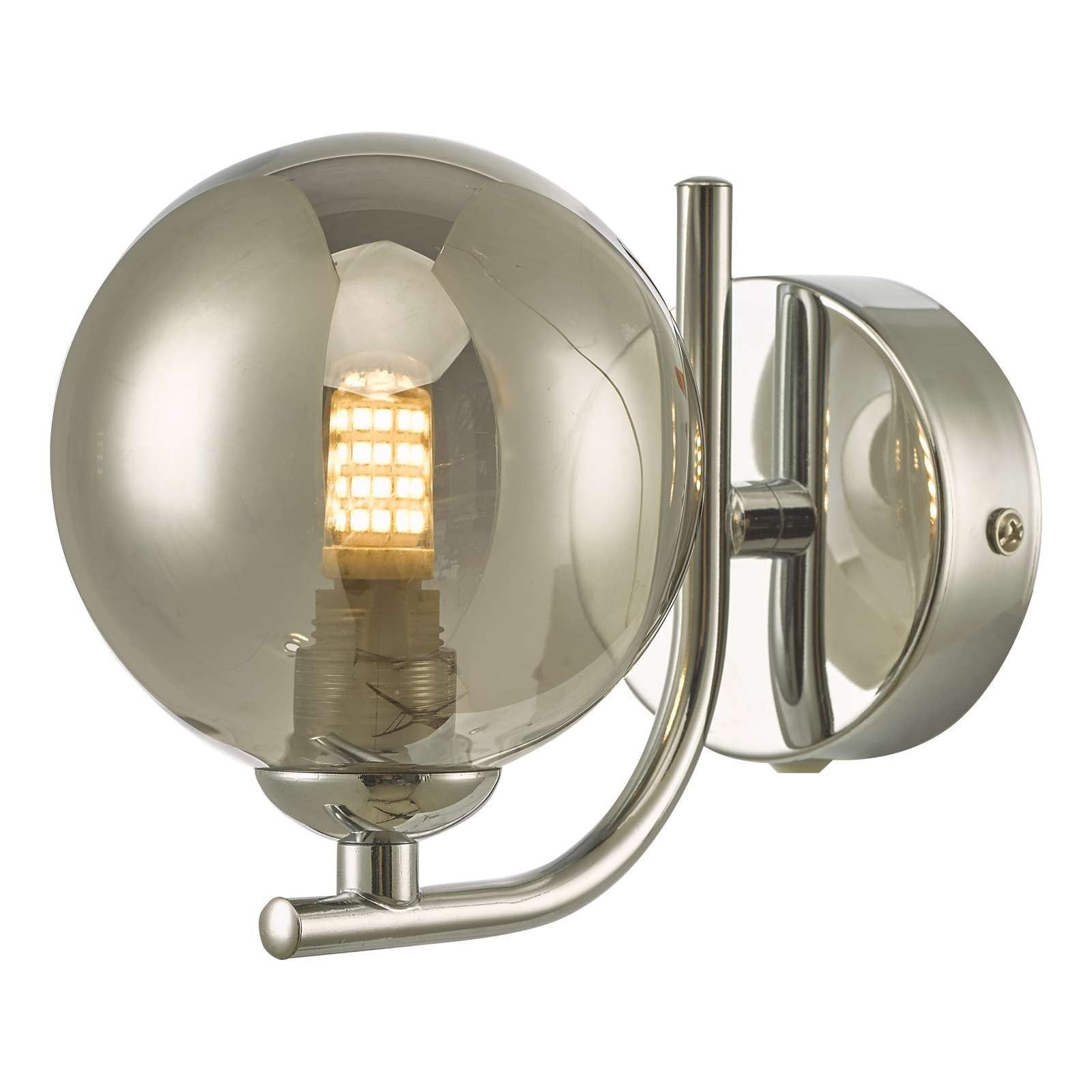 Cradle 1 Light Wall Light Polished Chrome/Matt Black-Finish Opal Glass/Smoked-Glass