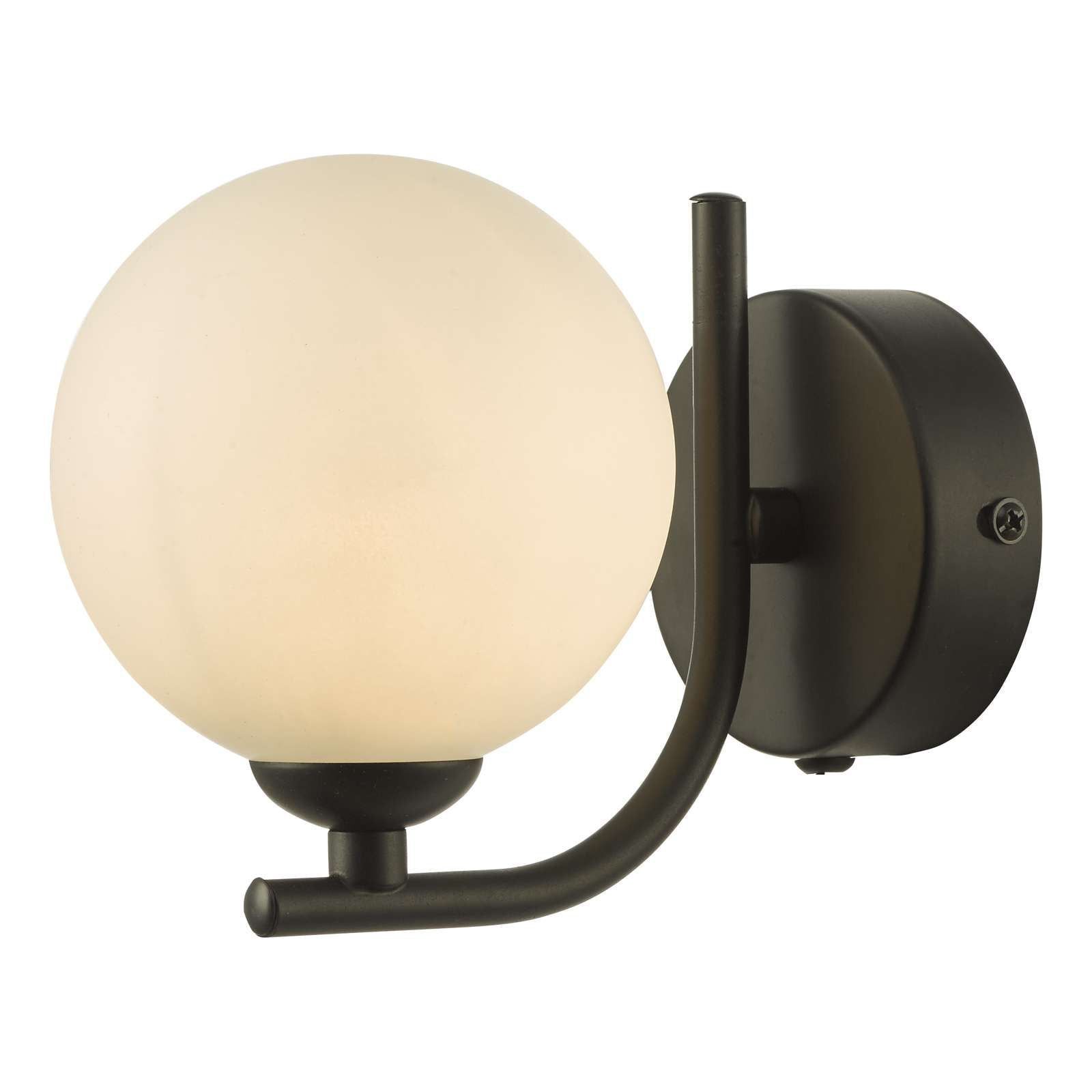 Cradle 1 Light Wall Light Polished Chrome/Matt Black-Finish Opal Glass/Smoked-Glass