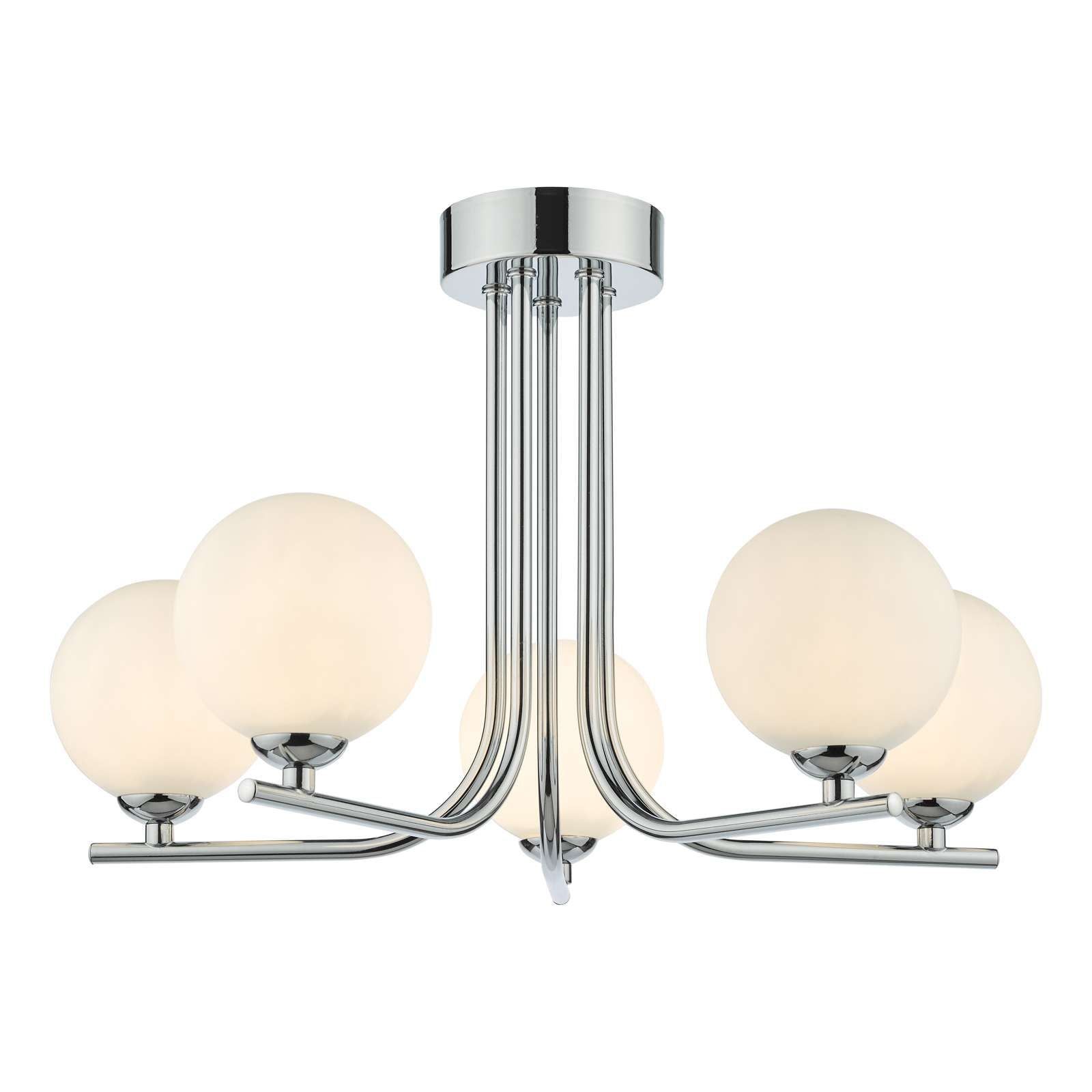 Cradle 5 Light Semi Flush Polished Chrome/Matt Black/Opal Glass/Smoked Glass