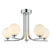 Cradle 5 Light Semi Flush Polished Chrome/Matt Black/Opal Glass/Smoked Glass