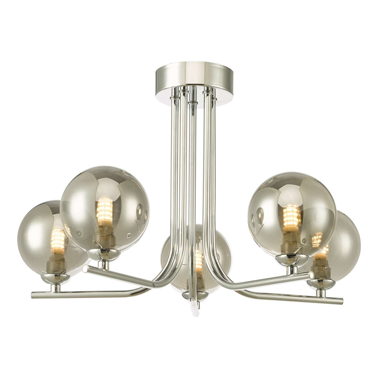 Cradle 5 Light Semi Flush Polished Chrome/Matt Black/Opal Glass/Smoked Glass
