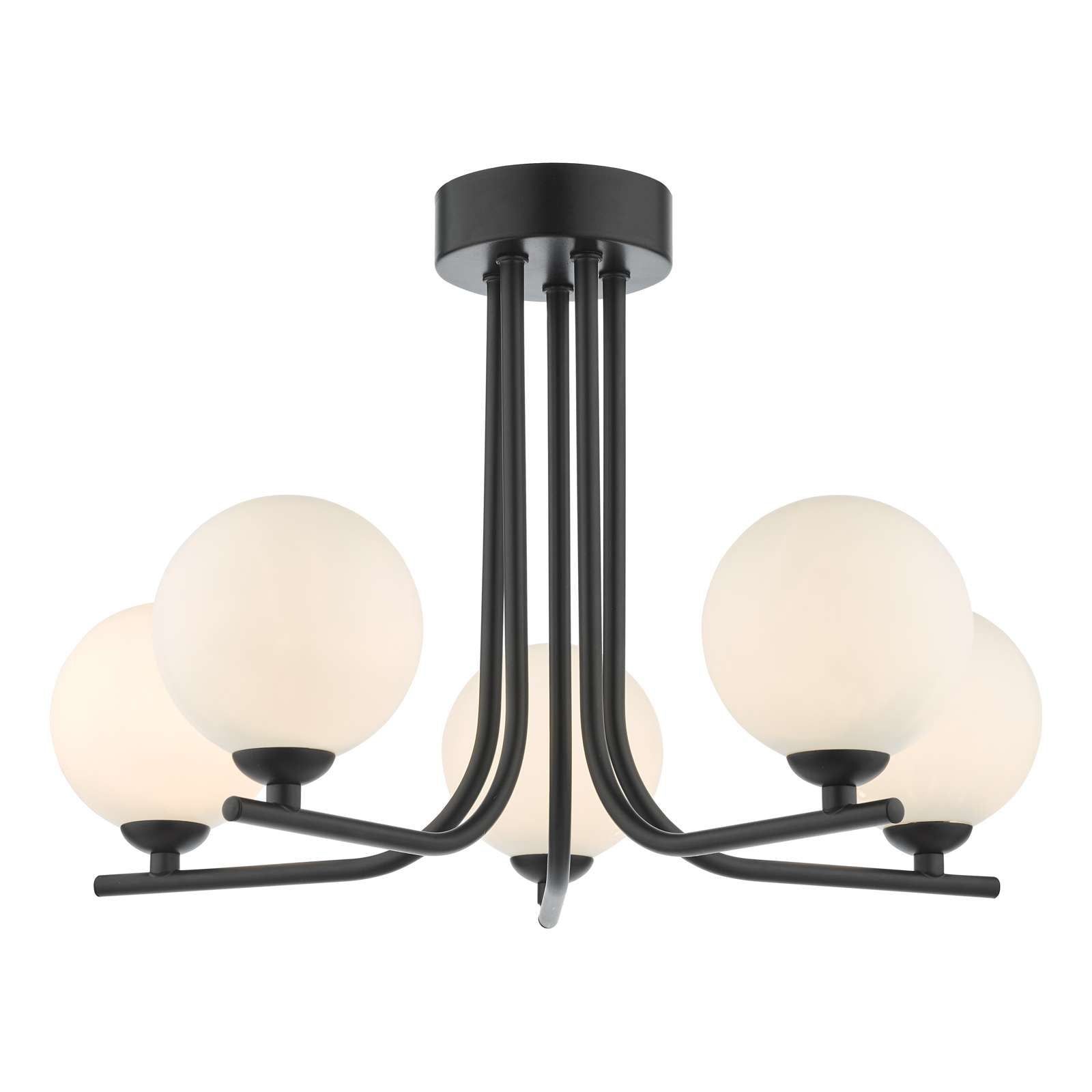 Cradle 5 Light Semi Flush Polished Chrome/Matt Black/Opal Glass/Smoked Glass