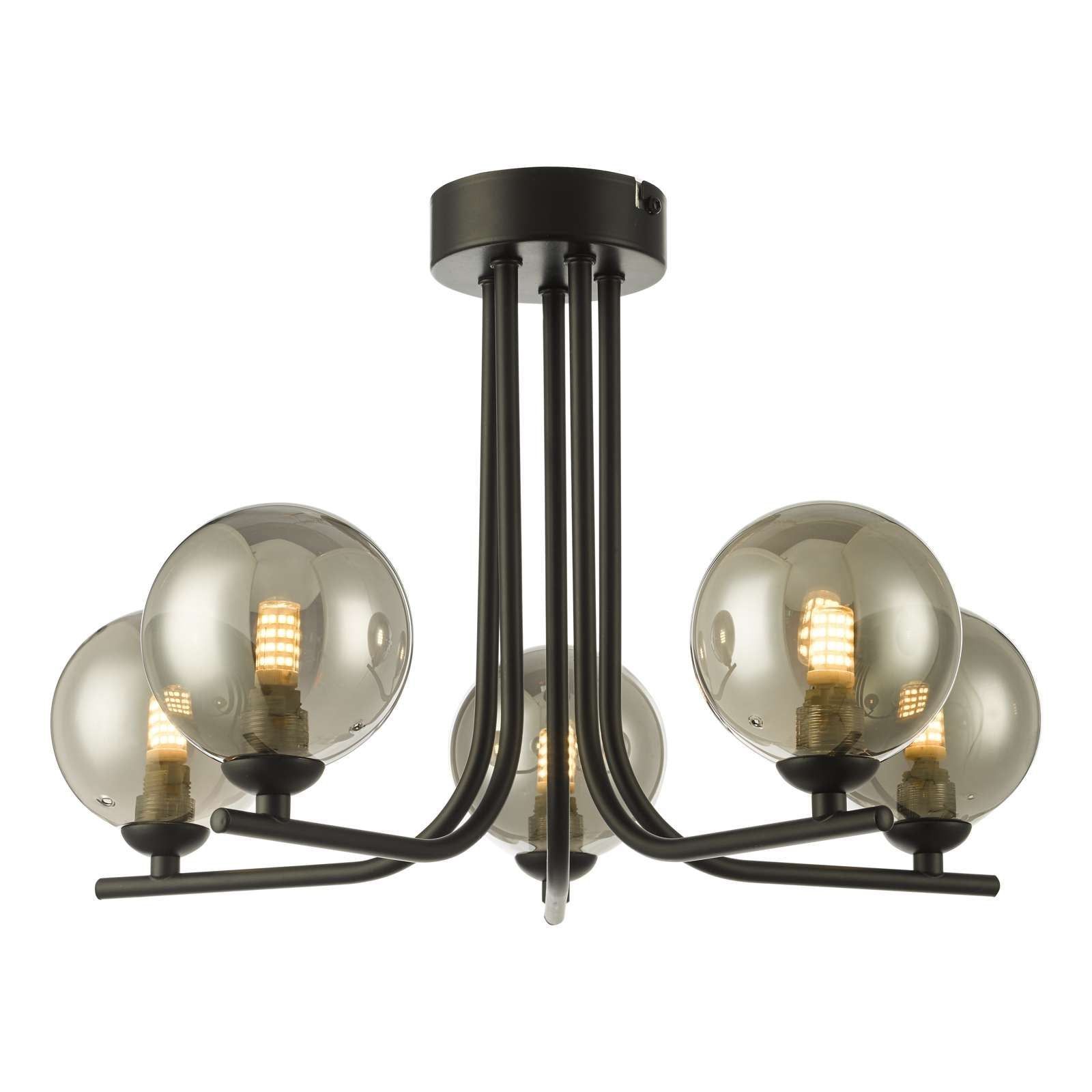 Cradle 5 Light Semi Flush Polished Chrome/Matt Black/Opal Glass/Smoked Glass