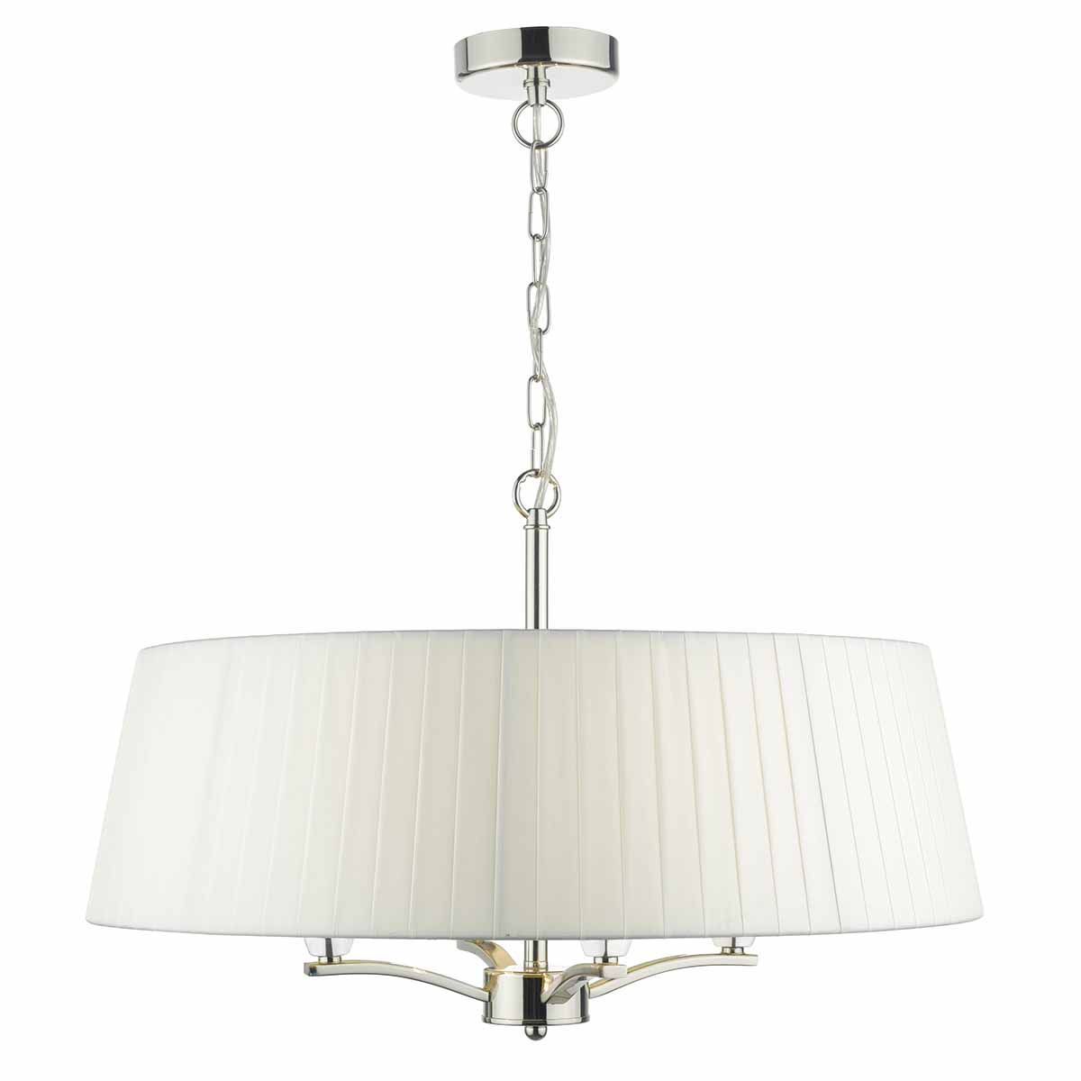 Cristin 4lt Pendant Polished Nickel C/W Ivory Ribbon Shade