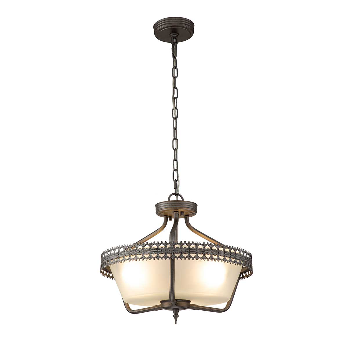 Crown 3 Light Semi-Flush/Pendant - Iron Gate E27