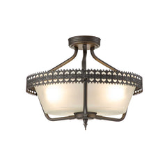 Crown 3 Light Semi-Flush/Pendant - Iron Gate E27