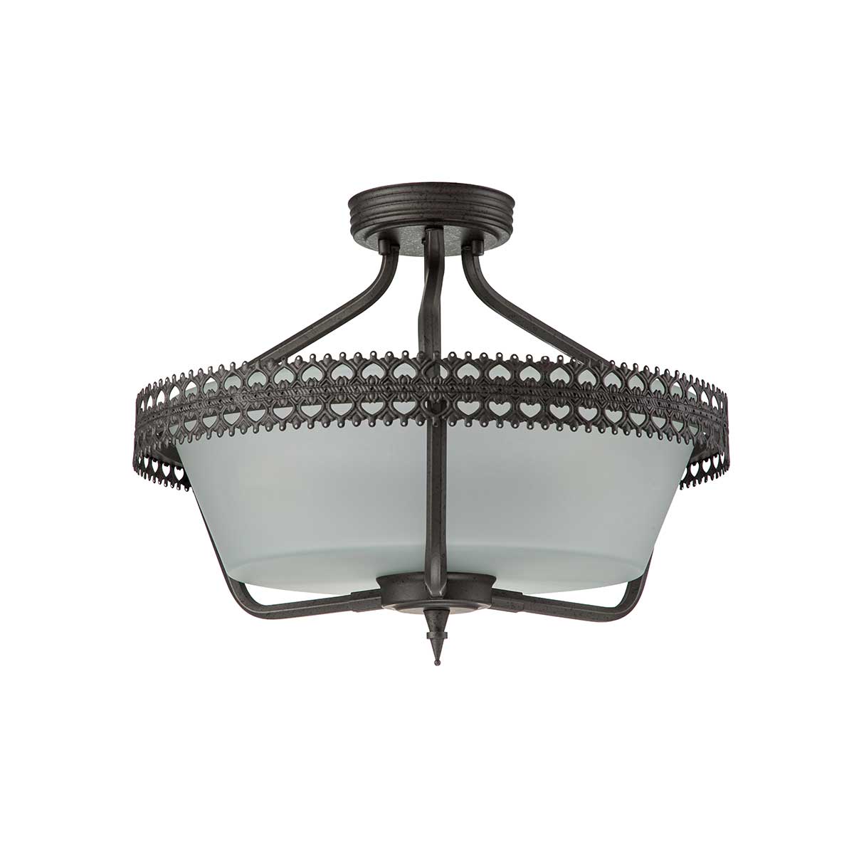 Crown 3 Light Semi-Flush/Pendant - Iron Gate E27