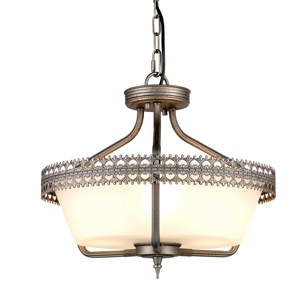 Crown 3 Light Semi-Flush/Pendant - Iron Gate E27