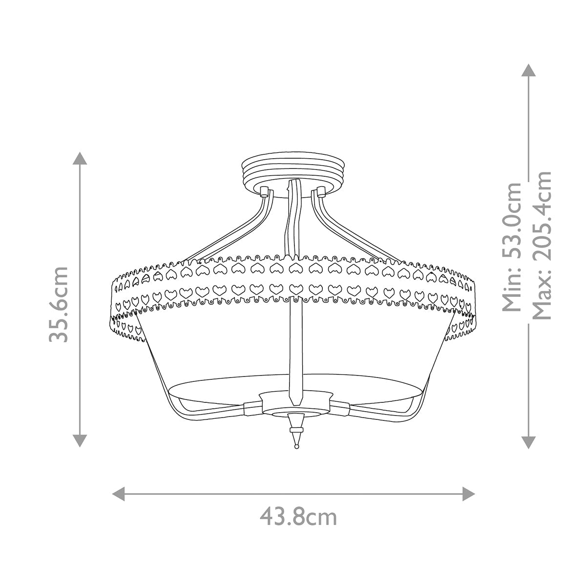 Crown 3 Light Semi-Flush/Pendant - Iron Gate E27